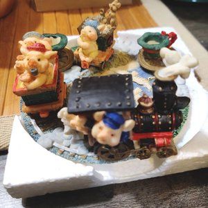 Vintage Popular Imports Cho Cho Train Piglets On To Track Mini Tea Set